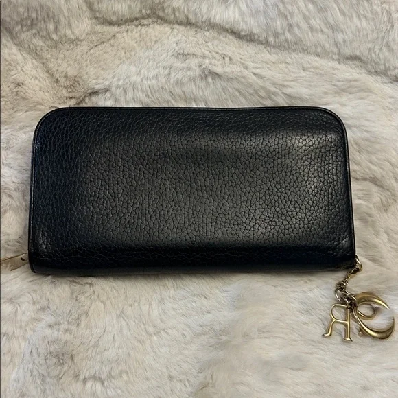 Christian Dior black and raspberry leather long zip around wallet with charms - Picture 4 of 17